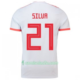 Camisolas de Futebol Espanha Silva 21 Equipamento Alternativa Copa do Mundo 2018 Manga Curta